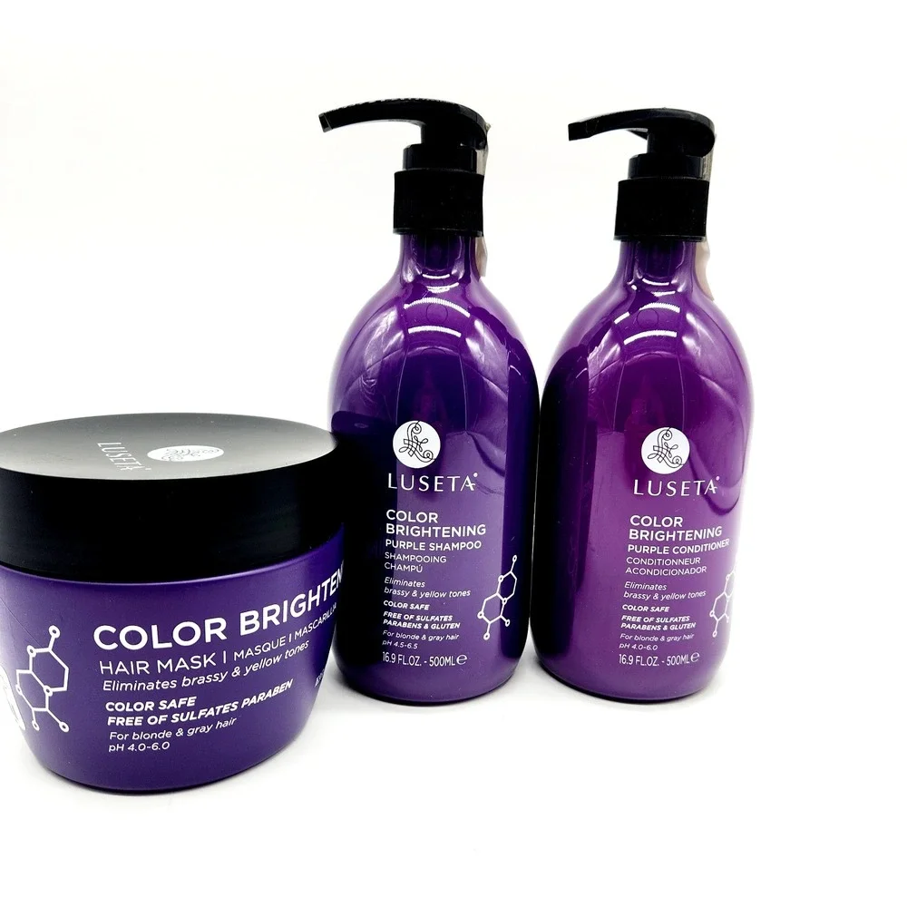 Luseta Purple Shampoo, Conditioner & Hair Mask 16.9oz Each – Brightening Care Se
